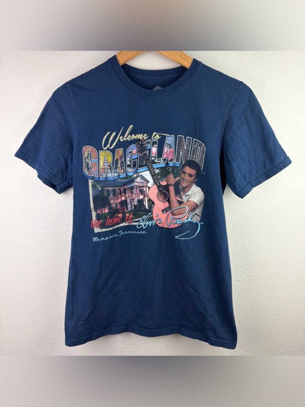 Elvis Presley Welcome To Graceland Shirt Blue Adult Unisex Small
